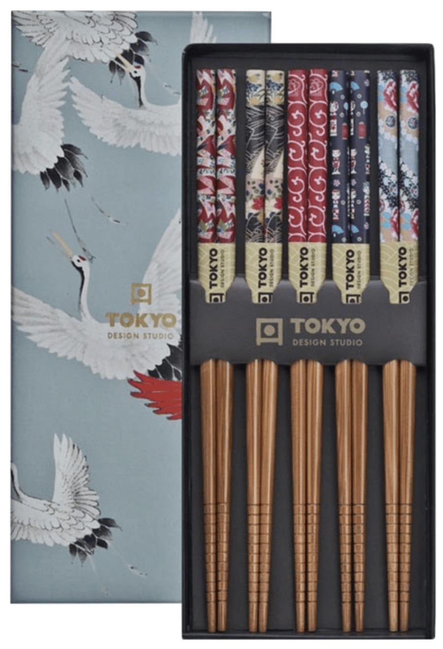 TOKYO DESIGN - SET DE 5 PAIRES DE BAGUETTES OISEAU GRUE